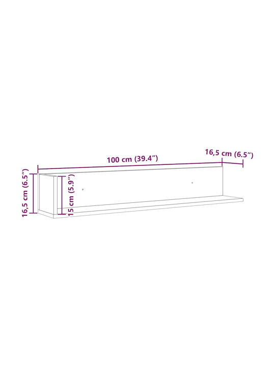 Wall Shelves Gray Sonoma 2 Pieces 100x16.5x16.5 cm