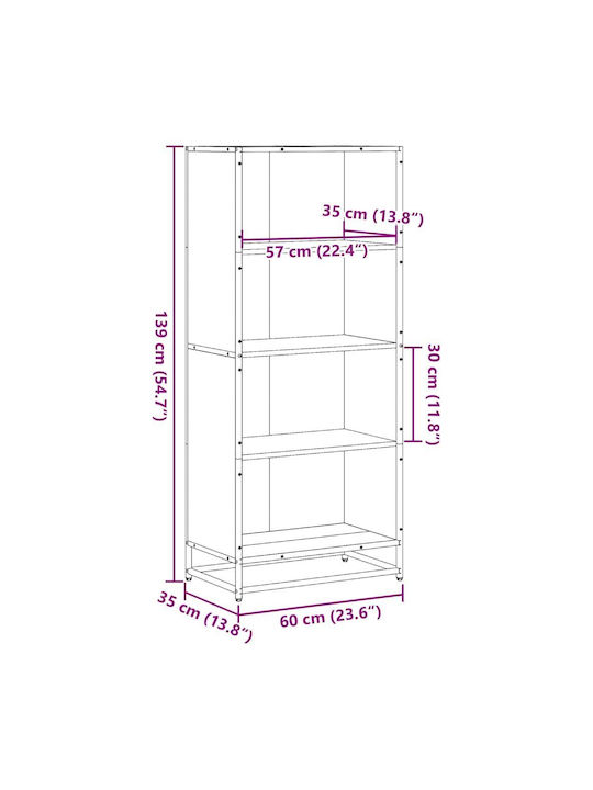 Βιβλιοθήκη Μαύρο 60x35x139εκ.