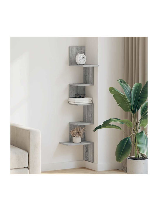 Vidaxl Corner Wall Shelf Gray Sonoma 32x32x127.5cm Engineered Wood 1 Piece Gray