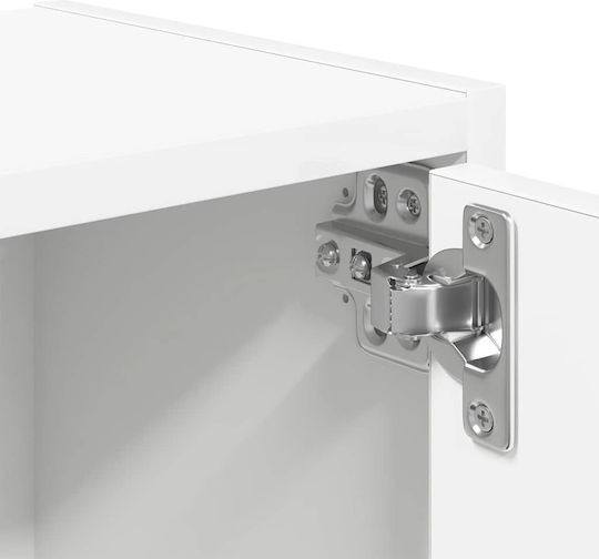 Bodenstehender Wohnzimmerschrank aus Spanplatte Weiß 40x24x77cm