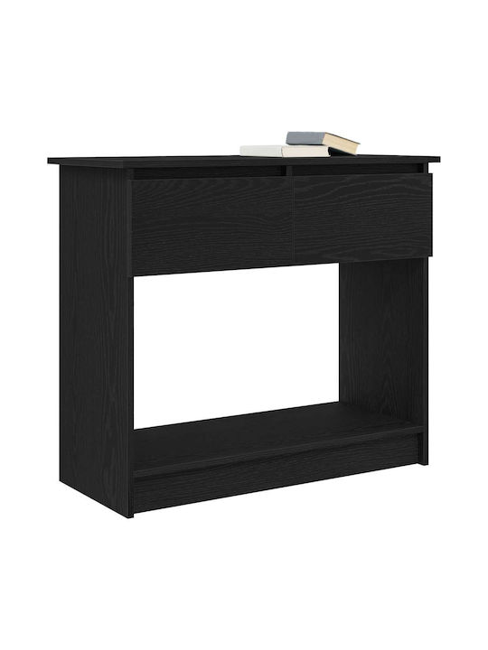 Wooden Console Table Black Velvet-Black Metal L85.5xW38.5xH74.5cm