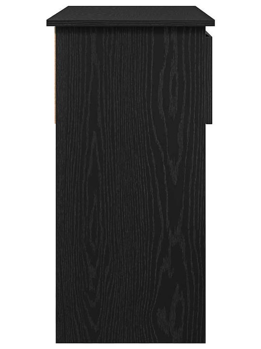 Wooden Console Table Black Velvet-Black Metal L85.5xW38.5xH74.5cm