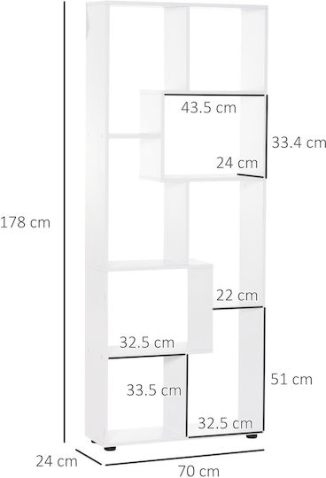 Βιβλιοθήκη Λευκό 70x24x178εκ.