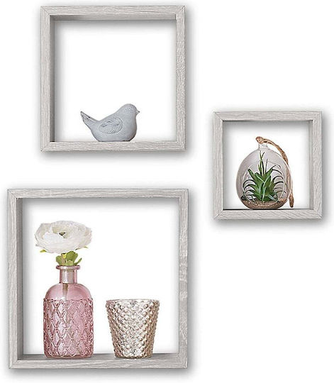 Cube Wall Shelves Grey 3 Pieces 24x12x24cm