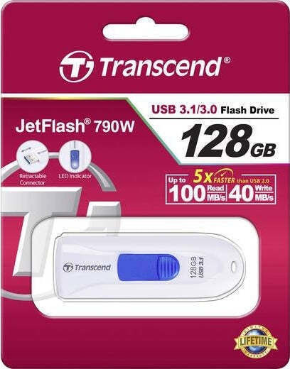 Transcend Speicher 128GB JetFlash 790 USB 3.1 Weiß