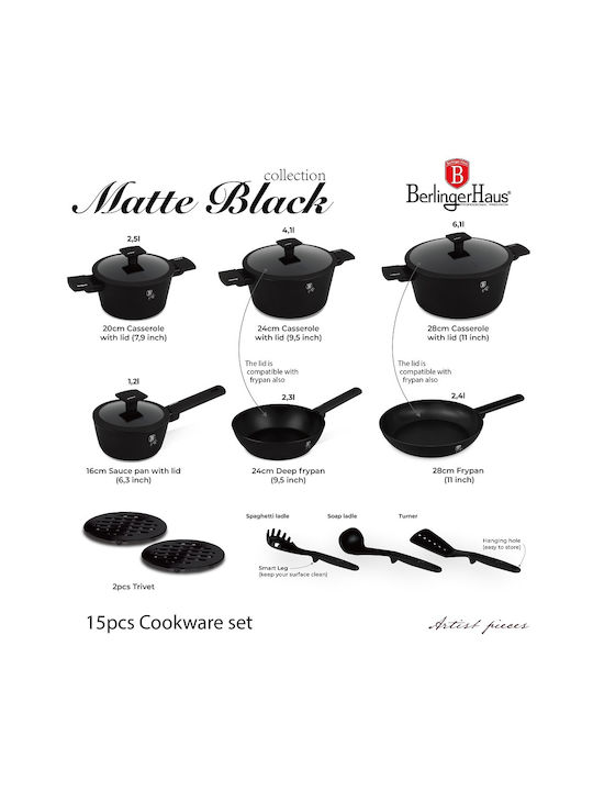 Berlinger Haus Set de vase de gătit Matte Black BH-8198 15buc