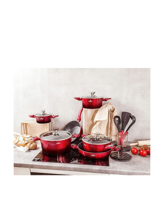 Zilner Cookware Set of Cast Aluminum with Non-stick Coating 15pcs