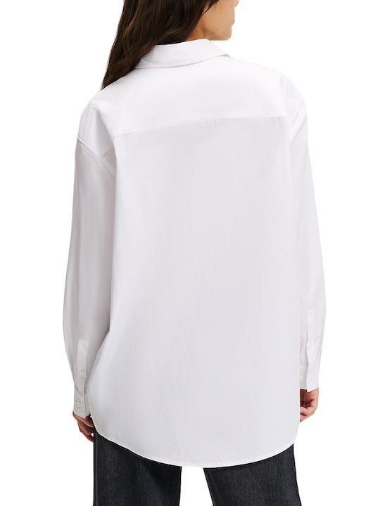 Karl Lagerfeld Women's Denim Long Sleeve Shirt White