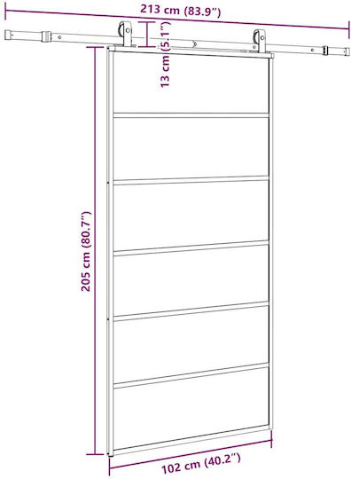 Schiebetürbeschlag-Set Schwarz 102x205 cm ESG-Glas Schwarz 3375929