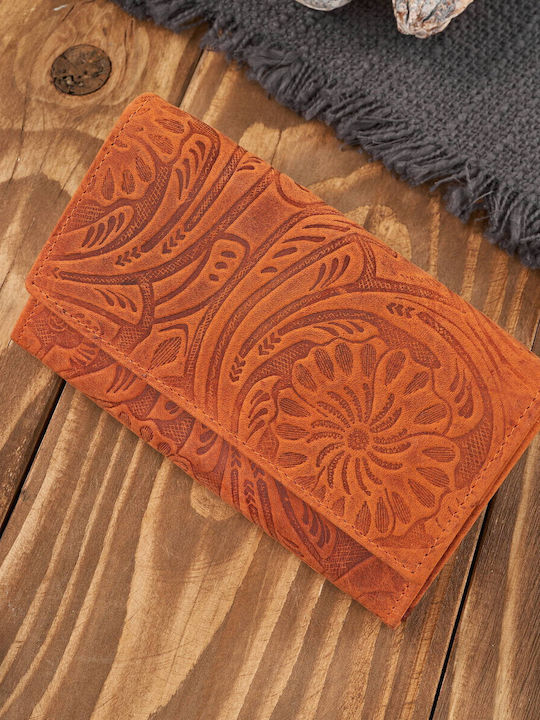Large Leather Women's Wallet with RFID Orange