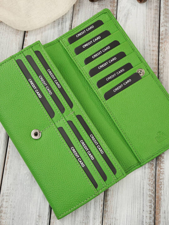 Large Leather Women's Wallet Classic with RFID Green