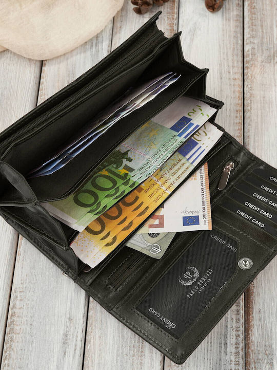 Groß Leder Damen Geldbörse Klassisch mit RFID Grün