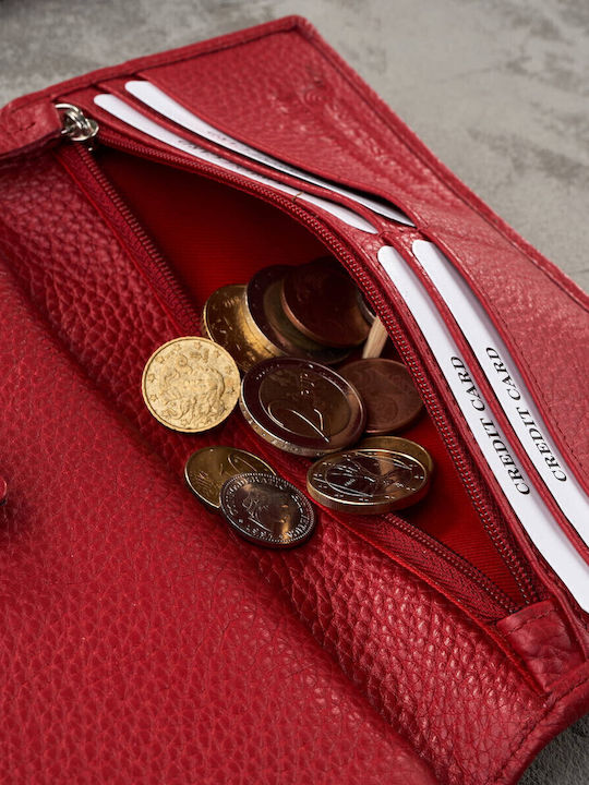 Large Leather Women's Wallet Classic with RFID Red