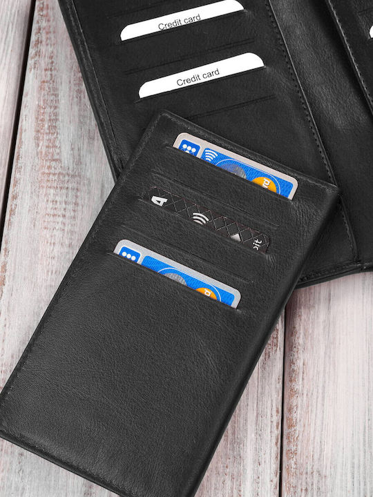 Groß Leder Damen Geldbörse Klassisch mit RFID Schwarz
