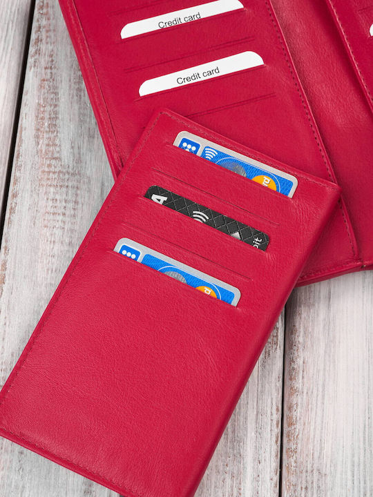 Μεγάλο Δερμάτινο Γυναικείο Πορτοφόλι με RFID Ροζ