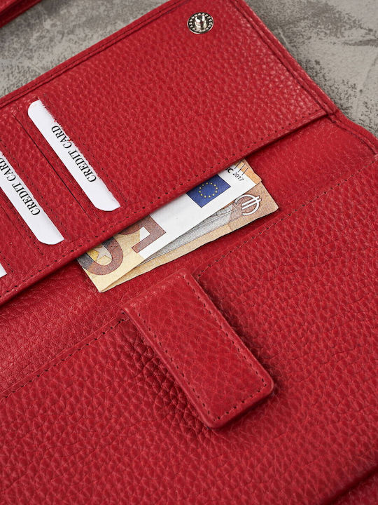 Large Leather Women's Wallet Classic with RFID Red