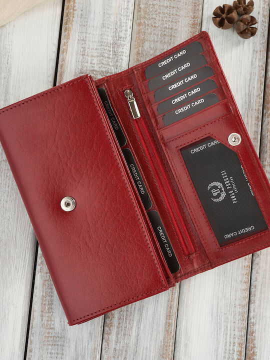 Large Leather Women's Wallet Classic with RFID Red