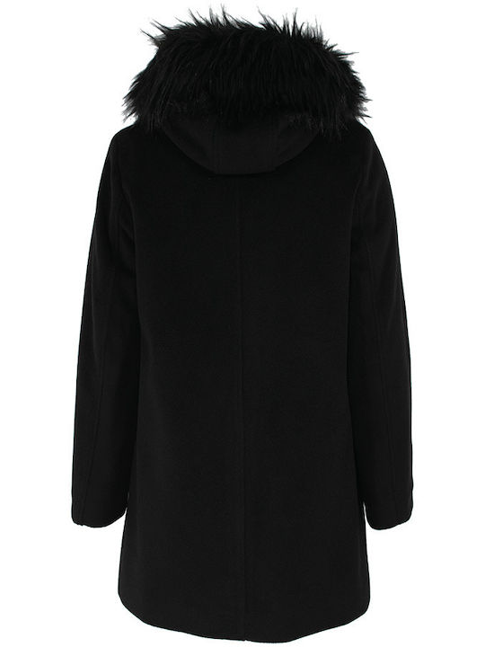 Forel Women's Montgomery with Hood and Fur Black