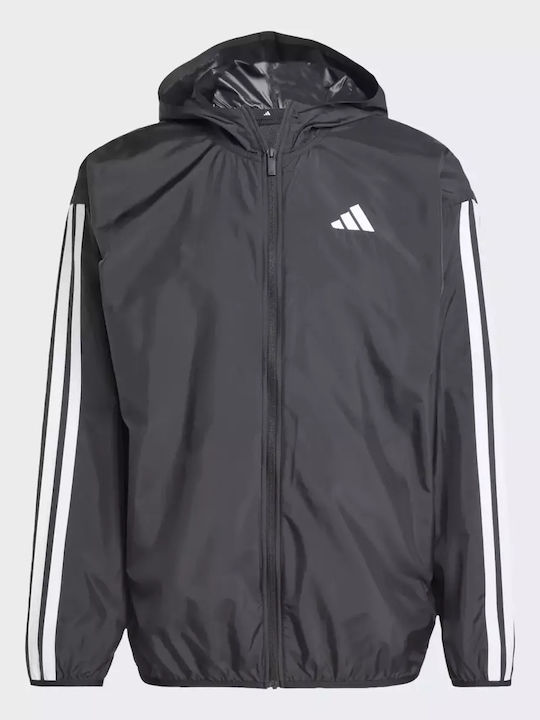 Essentials 3-Stripes Спортно Яке Ветроустойчиво Черно/Бяло