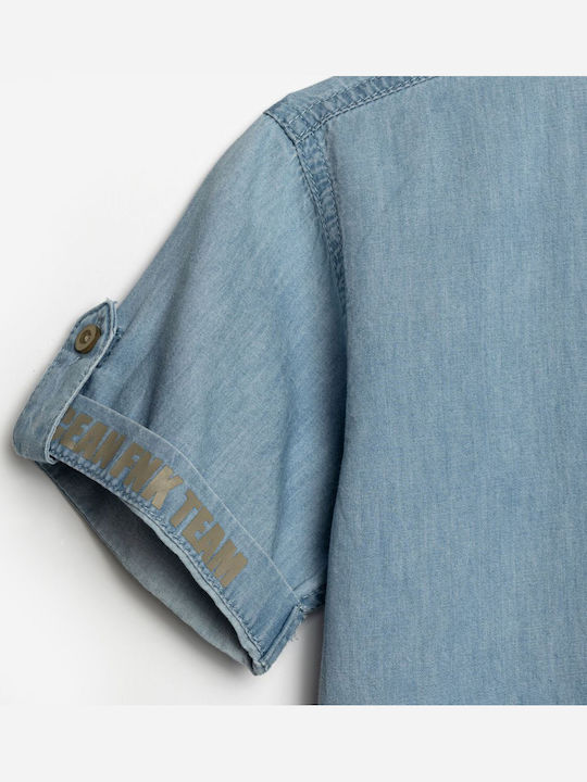 Kinder Hemd Kurzarm Denim Blau