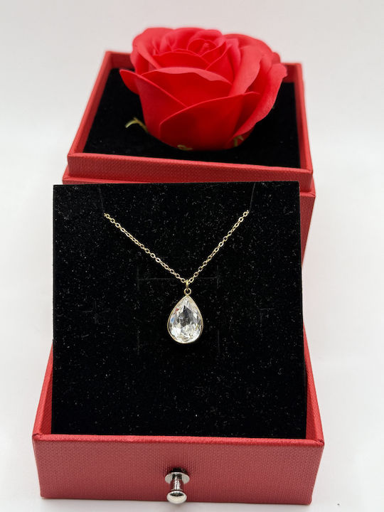 Charm Amulett mit Design Träne aus Stahl mit Zirkon