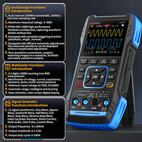Fnirsi Digital Multimeter with AC / DC / Temperature Measurement FNR-2C53T