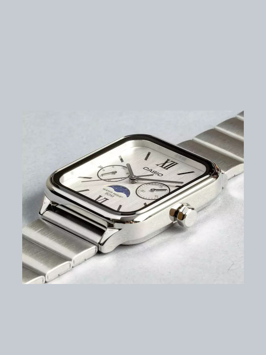 Casio Herrenuhr Chronograph Batterie mit Silber Metallarmband