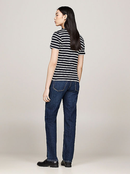 Breton Damen T-Shirt Gestreift Schwarz