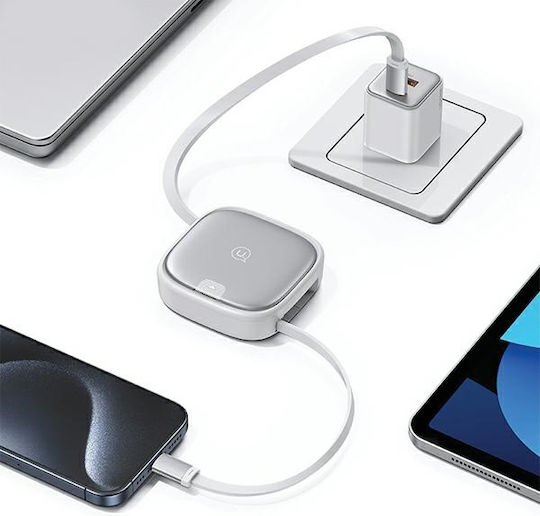 Usams Retractable / Pocket USB to micro USB / Type-C / Lightning Cable 3A Ασημί 1m (SJ650USB02)
