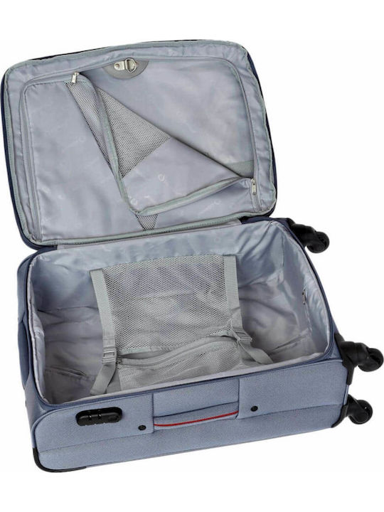 Diplomat Large The Athens Collection Fabric Suitcase Blue with 4 Wheels Height 78cm