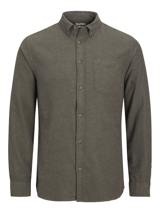 Melange Long-sleeved Flannel Shirt Rosin