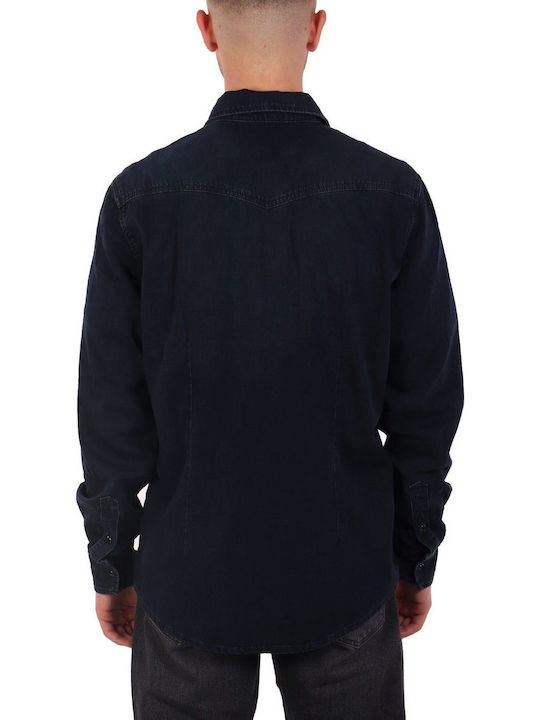 Long-sleeved Denim Shirt Blue
