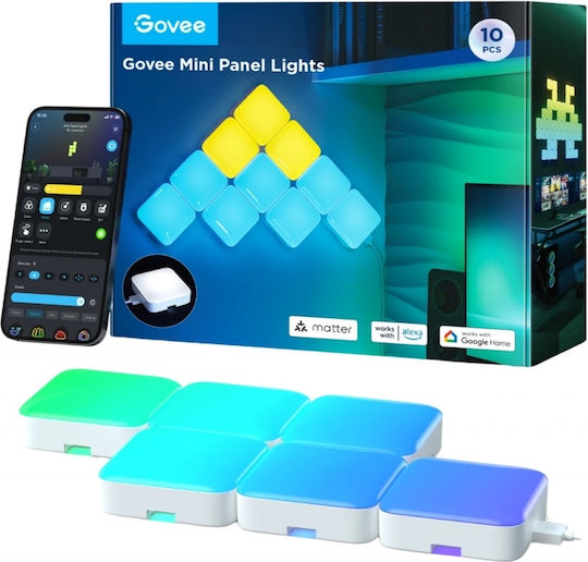 Govee Smart Διακοσμητικό Φωτιστικό Mini Panel LED RGBIC 10τμχ