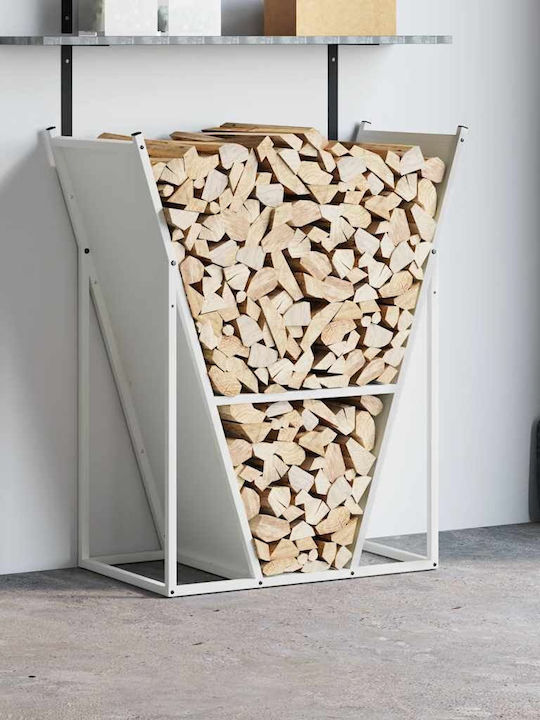 vidaXL Ξύλινο Ράφι Αποθήκευσης Ξύλων 69.5x35x81cm Λευκό
