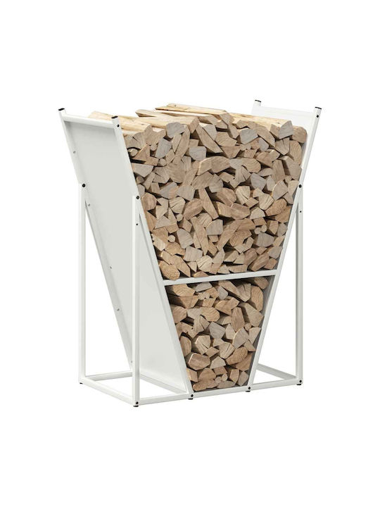 vidaXL Ξύλινο Ράφι Αποθήκευσης Ξύλων 69.5x35x81cm Λευκό