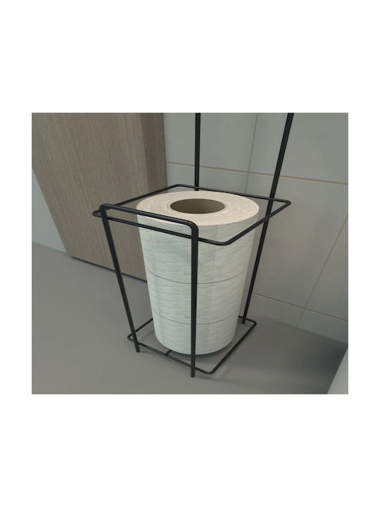 Femmit Μεταλλική Χαρτοθήκη Δαπέδου Μπάνιου 58x12x12 cm Black