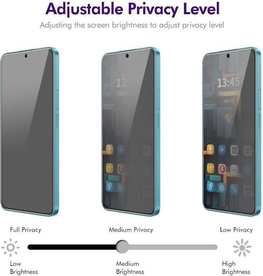 Privacy Full Face Tempered Glass Μαύρο (Redmi Note 14 4G / Redmi Note 14 5G / Poco M7 Pro)