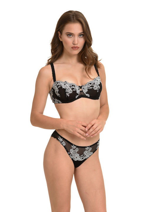 Miss Rosy Underwear Set with Bra & Boxer Black