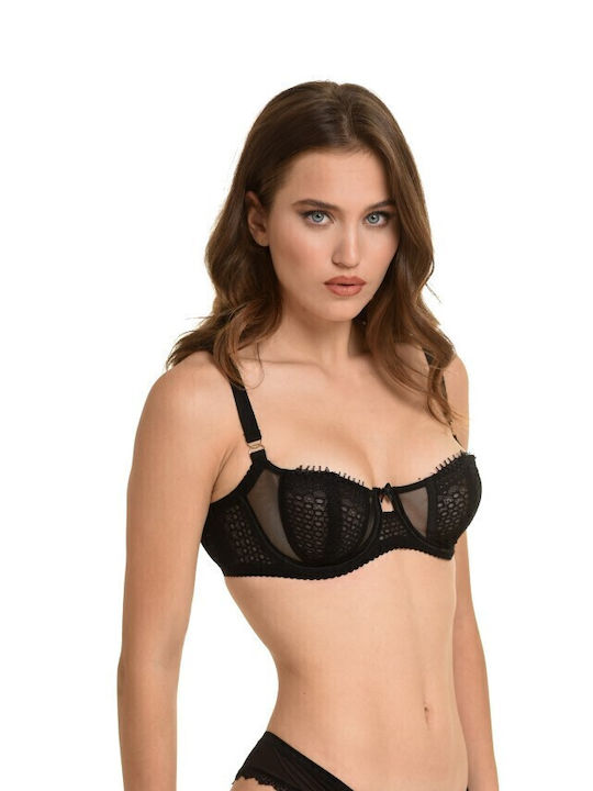 Miss Rosy Underwear Set with Bra & Brazil Black