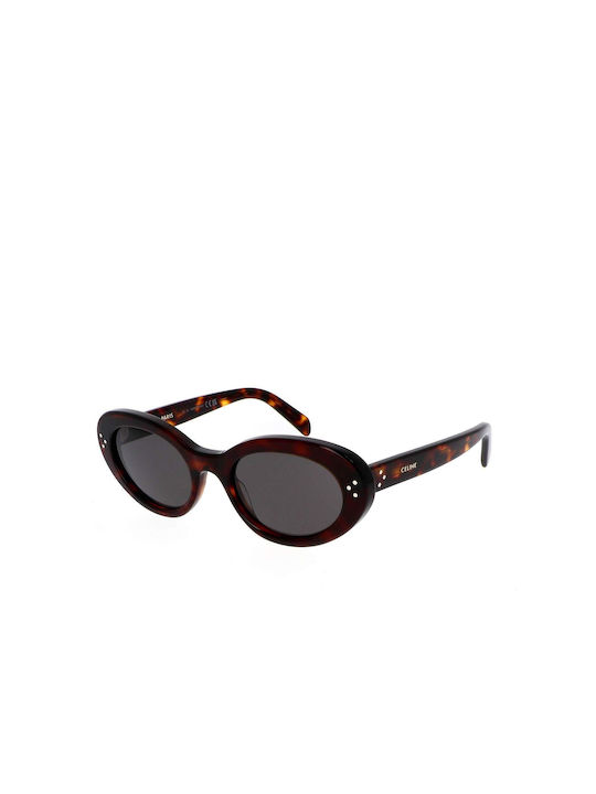 Celine Women's Sunglasses with Brown Tartaruga Plastic Frame and Gray Lens cl40193i-3-dots52A