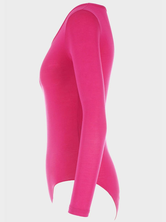 Women's Modal Long Sleeve Bodysuit Fuchsia