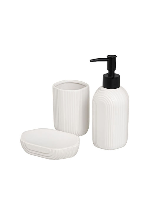 Ceramic Bathroom Accessory Set White