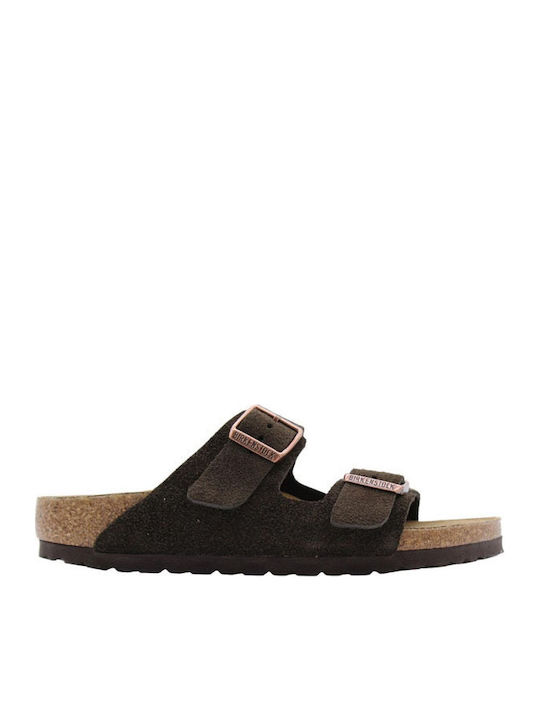 Arizona Leder Flache Sandalen für Damen Anatomisch in Braun Farbe