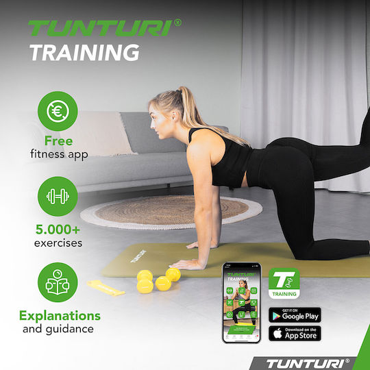 Tunturi Covor de exerciții fizice Pilates Verde cu curea de transport (180x60x1.5cm)