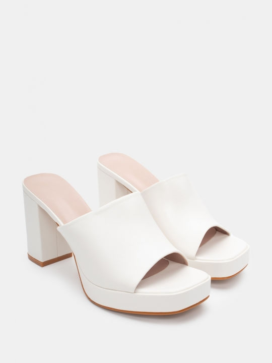 Luigi Heel Mules White