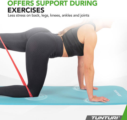 Tunturi Στρώμα Γυμναστικής Pilates Σιελ με Ιμάντα Μεταφοράς (180x60x1.5cm)