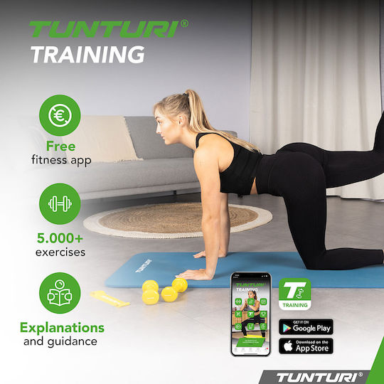Tunturi Στρώμα Γυμναστικής Pilates Γαλάζιο με Ιμάντα Μεταφοράς (180x60x1.5cm)