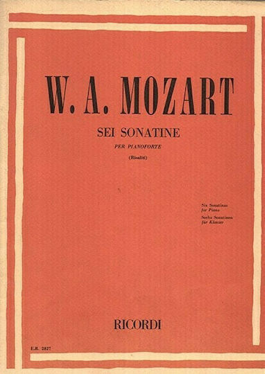 W.a.mozart Sei Sonatine Per Pianoforte Εκδόσεις Ricordi