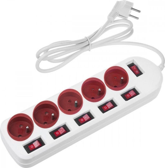 Maclean Energy Πολύπριζο 5 Θέσεων με USB-A, Διακόπτη και Καλώδιο 1.5m