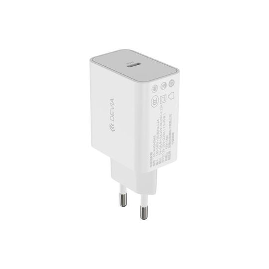 Devia с USB-C порт и кабел USB-C - USB-C 45W Power Delivery Бял (Rocket Series)
